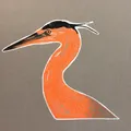 quiet-heron, drawn as a two-ink screen-print heron