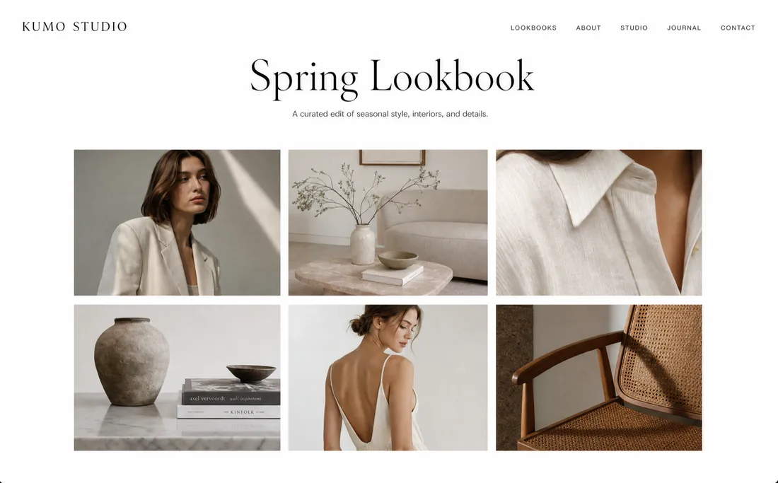 A portfolio site running at lookbook.mykumo.xyz